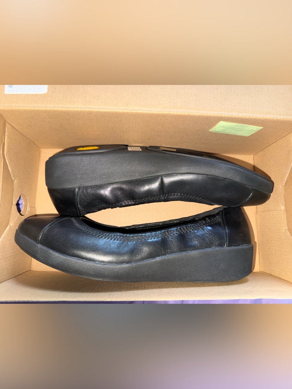 Fitflop F-Pop Ballerina Black Leather Sz 10 NIB
